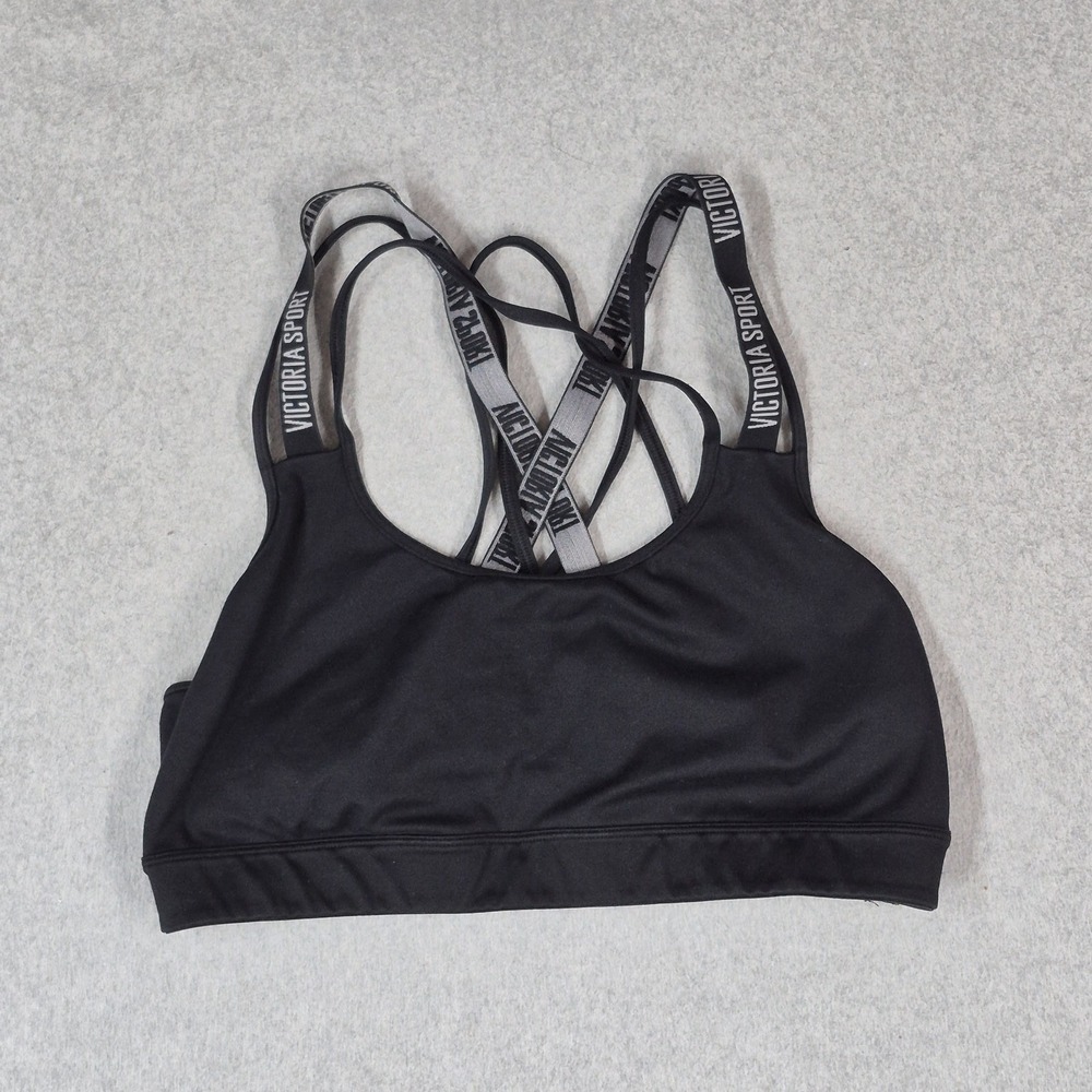 Victoria's Secret Women Sports Bra XL Black Wireless Jersey Racerback